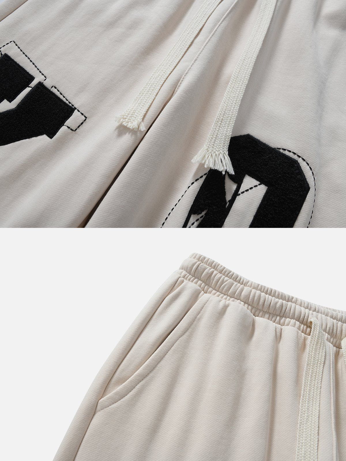 Alphabet Embroidery Drawstring Pants