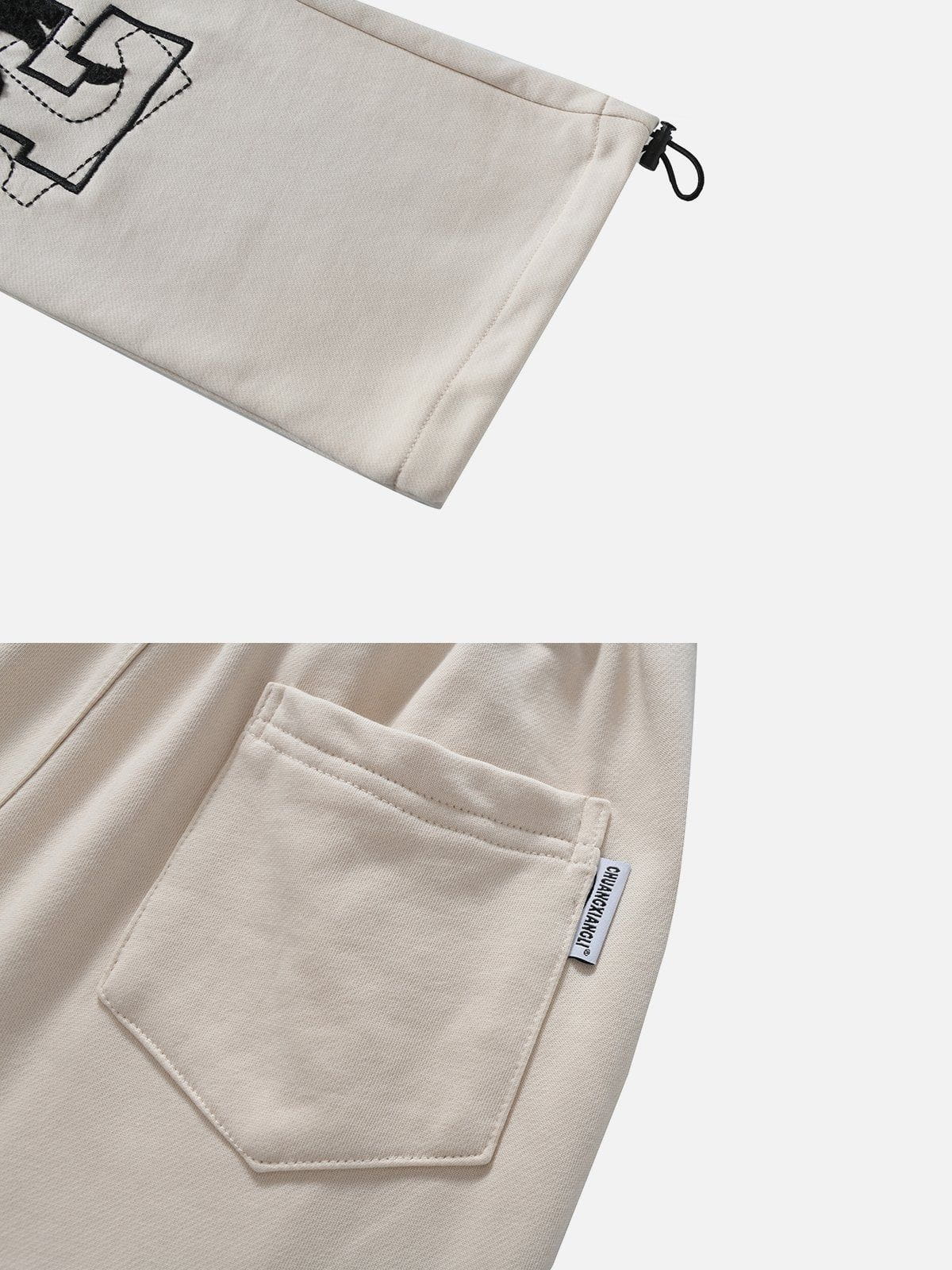 Alphabet Embroidery Drawstring Pants