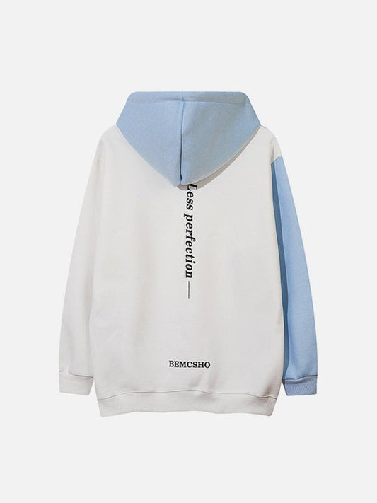Cat Contrasting Panel Hoodie