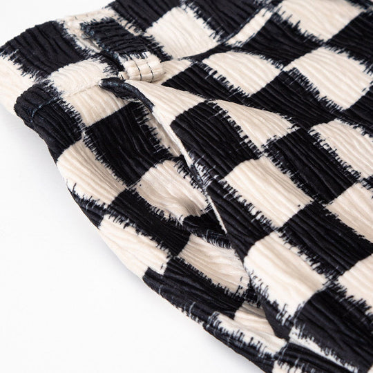 Checkerboard Elastic Horn Pants