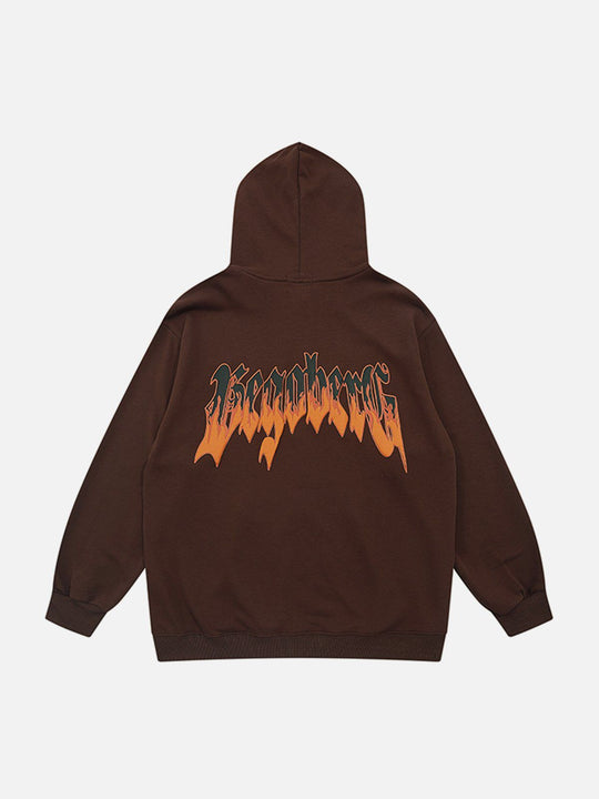 Flame Letters Foam Hoodie