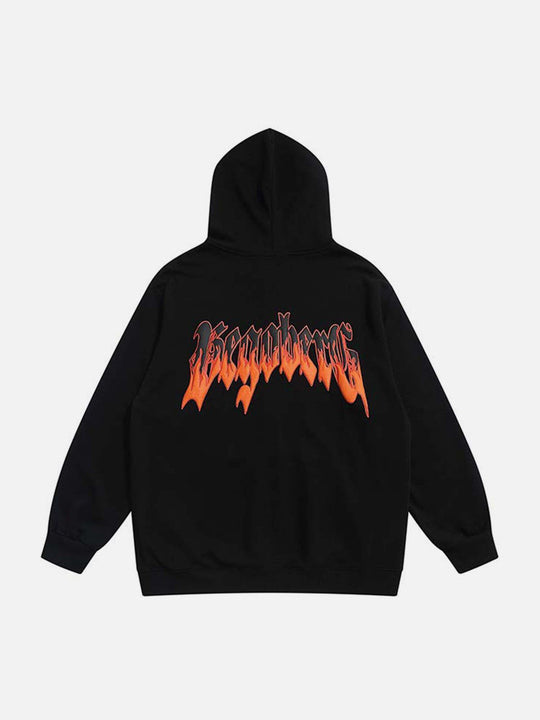 Flame Letters Foam Hoodie