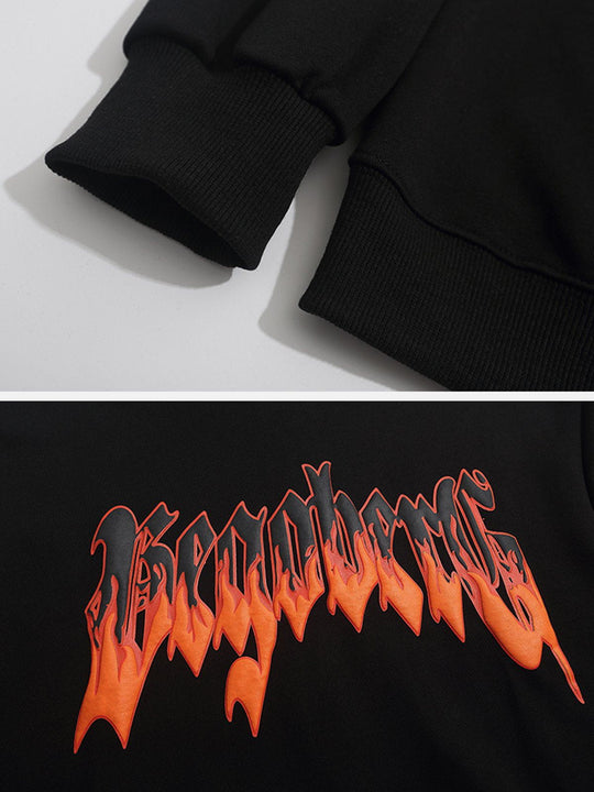 Flame Letters Foam Hoodie