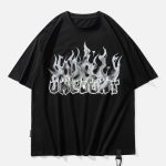 3D-Flame-Letter-Print-Hole-Tee-Streetwear-Fashion