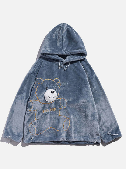 Bear Three dimensional Embroidered Hoodie