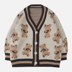 Cartoon-Bear-Print-Knit-Cardigan-Streetwear-Fashion