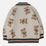 Cartoon-Bear-Print-Knit-Cardigan-Streetwear-Fashion