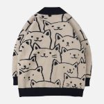 Cartoon-Cat-Print-Knit-Cardigan-Streetwear-Fashion