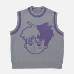 Cartoon-Character-Embroidery-Sweater-Vest-Streetwear-Fashion-3