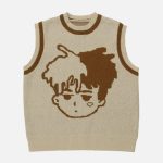 Cartoon-Character-Embroidery-Sweater-Vest-Streetwear-Fashion-3