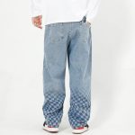 Checkerboard-Print-Jeans-Streetwear-Fashion