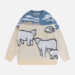 Colorblock-Cow-Jacquard-Sweater-Streetwear-Fashion