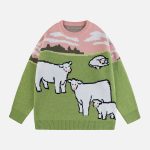 Colorblock-Cow-Jacquard-Sweater-Streetwear-Fashion