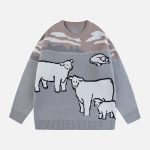 Colorblock-Cow-Jacquard-Sweater-Streetwear-Fashion