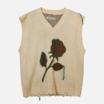 Flower-Ribbon-Sweater-Vest-Streetwear-Fashion