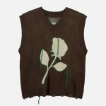 Flower-Ribbon-Sweater-Vest-Streetwear-Fashion