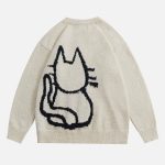 Hand-Drawn-Cat-Sweater-Streetwear-Fashion