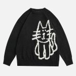 Hand-Drawn-Cat-Sweater-Streetwear-Fashion