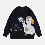 Jacquard-Cartoon-Duck-Sweater-Streetwear-Fashion