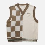 Patchwork-Plaid-Sweater-Vest-Streetwear-Fashion