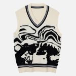 Skeleton-Portrait-Graphic-Sweater-Vest-Streetwear-Fashion