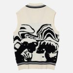 Skeleton-Portrait-Graphic-Sweater-Vest-Streetwear-Fashion