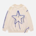 Star-Contrast-Color-Seam-Sweater-Streetwear-Fashion