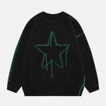 Star-Contrast-Color-Seam-Sweater-Streetwear-Fashion