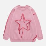 Star-Contrast-Color-Seam-Sweater-Streetwear-Fashion