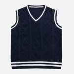 V-neck-Braided-Pattern-Sweater-Vest-Streetwear-Fashion